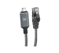 Cable Adaptador Ewent EC2004 USB-C 3.1 a RJ45 CAT6 FTP 1GB 5m Negro
