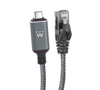 Ewent Cable de Ethernet a USB-C, adaptador USB C a Ethernet Gigabit RJ45, conexión rápida y directa, compatible con Thunderbolt 4/5, para MacBook, portátil y dispositivos USB4, cable trenzado, 1 metro