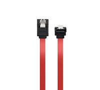 Ewent Cable SATA III, Velocidad 6 Gbits con Clips de Metal, SATA L-Type Angular 90°, Rojo, 0,7 m