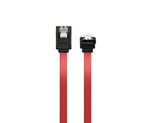 Ewent Cable SATA III, Velocidad 6 Gbits con Clips de Metal, SATA L-Type Angular 90°, Rojo, 0,7 m