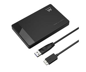Ewent Carcasa Disco Duro 2.5",USB Tipo A y Tipo B 3.2Gen1 hasta 5 Gbit/s,Carcasa Disco Duro Externo SATA III/UASP,Carcasa de Disco Duro SSD HDD de ABS 9.5mm y 7mm,Sin Herramientas/Sin Tornillos,Negro