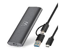 Ewent Carcasa USB 3.2 Gen2 para SSD M.2 NVMe PCIe - Caja Externa de para Disco Duro Aluminio, Compatible con Key M 2230-2280, Velocidad hasta 10 Gbps, sin Tornillos, USB-C / USB-A, UASP & Trim