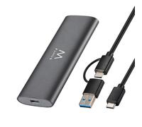 Ewent Carcasa USB 3.2 Gen2 para SSD M.2 NVMe PCIe - Caja Externa de para Disco Duro Aluminio, Compatible con Key M 2230-2280, Velocidad hasta 10 Gbps, sin Tornillos, USB-C / USB-A, UASP & Trim