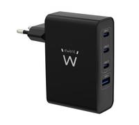 Ewent cargador usb-c gan 100w de 4 puertos, 3 usb-c power delivery pd