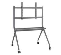 Ewent Carrito para TV y Panel Interactivo para pantallas LED, LCD, OLED, planas y curvas de 50 a 86", Soporte para TV con ruedas hasta 120 kg,VESA de 200x200 a 800x600,Ajustable,+ Estante portaobjetos