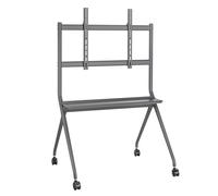 Ewent Carrito para TV y Panel Interactivo para pantallas LED, LCD, OLED, planas y curvas de 50 a 86", Soporte para TV con ruedas hasta 120 kg,VESA de 200x200 a 800x600,Ajustable,+ Estante portaobjetos