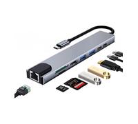 EWENT DOCKING MULTIPUERTO USB-C, 8 en 1, HDMI 4K