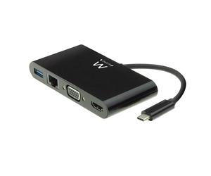 Ewent Dockstation USB-C a HDMI 4K/VGA/RJ45/USB Negro