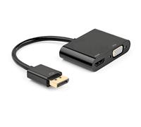 Ewent EC1457 adaptador de cable de vídeo DisplayPort HDMI + VGA (D-Sub) Negro