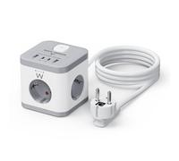 Ewent Enchufe 3 Puertos USB A y 2 Puertos Tipo C, 7 en 1 Cubo Cargador Ladron Enchufes, Enchufe Schuko de 3680W 16A, Regleta Multiple con Interruptor, Compatible con Movil, Tablet, Hogar y Oficina