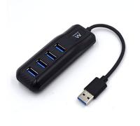 Ewent Hub USB EW1138 4 puertos USB 3.2 Gen 1 (USB 3.1 Gen 1) Type-A 5000 Mbit/s Negro