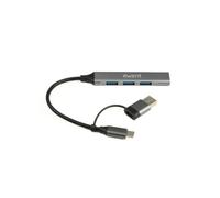 Ewent EW1140 hub USB 3.1 3 puertos USB-A con adaptador USB-C 5 Gbps aluminio