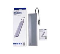 Ewent EW1150 base para portátil y replicador de puertos Alámbrico USB 3.2 Gen 1 (3.1 Gen 1) Type-C Aluminio