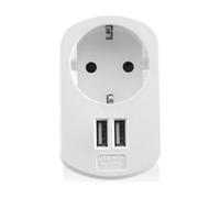 Cargador Tomas Ewent com Shucko + 2 Portas USB 3.1A (15.5W) Blanco