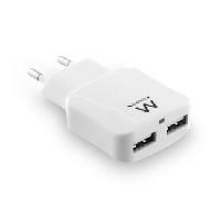 EWENT EW1302 CARGADOR 2 PUERTOS USB 2.4 (12W) EW1302