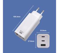 Cargador rapido ewent ew1323 65w 2 x usb tipo c 1 x usb tipo a