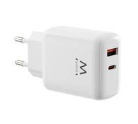 Ewent Cargador rápido doble puerto EW1329 GaN 45W USB-C PD 3.0 y USB-A QC3.0 compacto