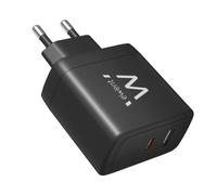 Ewent EW1330 Cargador GaN Fast 65W de 1x Puerto USB-C PD + 1x Puerto USB-A QC 3.0 Negro