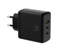 Ewent Cargador rápido GaN de 65W con 3 puertos (2 USB-C PD y 1 USB-A QC), diseño compacto