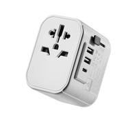 Ewent EW1475 Adaptador de Viaje Universal USA/UK/AUS/China con 2x USB-A + 1x USB-C Blanco
