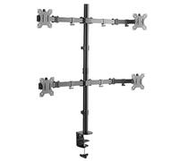 Ewent EW1513 Abrazadera para 4 Pantallas, Soporte de Mesa para PC, Soporte para TV/Monitor de 13-27", Ajustable en Altura y Inclinación y Giro, con Abrazadera, VESA 75X75-100X100(33cm13,68,6cm27)