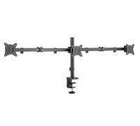 Ewent EW1513 Abrazadera para Tres Pantallas, Soporte de Mesa para PC, Soporte para TV/Monitor de 13-27", Ajustable en Altura y Inclinación y Giro, con Abrazadera, VESA 75X75-100X100(33cm13,68,6cm27)
