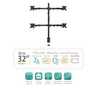 Ewent - EW1514 soporte para monitor 81,3 cm (32"") Abrazadera/Atornillado Negro