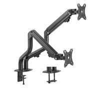 Ewent Soporte Monitor Doble Brazo para Pantallas LCD LED de 17-32 Pulgadas, Montaje con Abrazadera u Ojal, Inclinación Giratorio Rotar con Ajuste de Altura, Capacidad de Carga 2-8kg, VESA 75/100mm