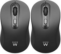 Ewent EW3218 - Mouse Wireless Ottico 800/1200/1600 dpi, Click Silenzioso, Ricevitore Nano USB-A, Interruttore On/Off, Nero (Paquete de 2)