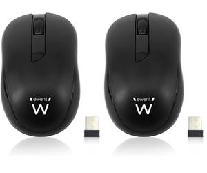Ewent EW3223 Ratón inalám Negro 1000 dpi (Paquete de 2)