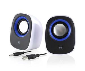 Ewent EW3513 - Sistema de altavoces 2.0 de escritorio (con alimentación USB) negro, azul, blanco