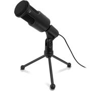 Ewent EW3552 Microfono con Soporte para PC, Profesional Micrófono con cancelación de Ruido, 3,5 mm Jack, para PC, Computadora Portátil, Videojuegos, Canto, Youtube, Skype, Negro