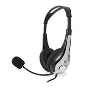 Ewent EW3562 Auriculares Profesionales con micrófono para PC con Control de Volumen, portátil, portátil, Doble Conector de 3,5 mm (1Xaudio 1Xmic), Auriculares Acolchados, Cable de 2 m, Negro