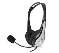 Ewent EW3565 Auriculares Profesionales USB Ligeros con micrófono para PC, Control de Volumen e Interruptor de Silencio para micrófono, Cable de 2,1 m, para PC,portátil,Macbook,Skype - Negro/Gris