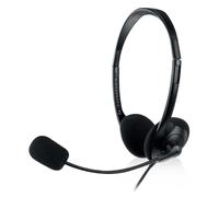 Ewent EW3568 Auriculares profesionales USB ligeros con micrófono para PC,Control de volumen e interruptor de silencio para micrófono y auriculares,Cable 2,1m,Plug&Play para PC,Portátil,Macbook - Negro