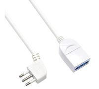 Ewent EW3802 - Alargador eléctrico de 5 m, enchufe italiano de 10 A, 90 °, ahorra espacio, toma italiana de 10 A, cable H05VV-F 3 x 0,75 mm2, enchufe con protección infantil, blanco