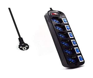 Ewent EW3851 limitador de tensión Negro 6 salidas AC 220 V 1,5 m