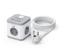 Ewent Regleta cubo EW3863 – 3 tomas Schuko, 2x USB-A, 2x USB-C, 3680W 16A
