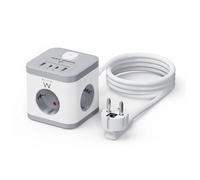 Ewent Regleta cubo EW3863 – 3 tomas Schuko, 2x USB-A, 2x USB-C, 3680W 16A