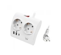 Ewent EW3870 base múltiple 1,5 m 3 salidas AC Interior Blanco