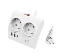 Ewent EW3870 regleta 2 tomas Schuko 2 USB-A 1 USB-C blanca