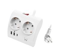 Ewent EW3870 Regleta de Escritorio 2 USB-A/USB-C 1.5m Blanca