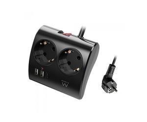 Ewent EW3871 base múltiple 1,5 m 3 salidas AC Interior Negro