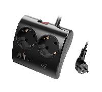 Ewent EW3871 base múltiple 1,5 m 3 salidas AC Interior Negro