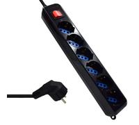 Ewent Regleta EW3924 – 6 tomas Schuko con botón ON/OFF, negra