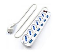 Regleta ewent con 6 tomas shucko con interruptor individual y 5 metros de cable