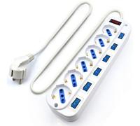Ewent Regleta EW3932-3M, 6 tomas, interruptor individual, cable 3 m, blanco