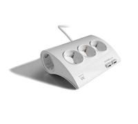 Ewent Regleta Enchufes de 5 Tomas Corrientes Schuko y 2 Puertos USB,Regleta Enchufe(3680W/16A),Multiple Carga.Regleta Base Multiple con Interruptor,Protección contra Sobrecargas,con Cable 1.5M,Blanco