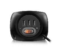 Ewent Regleta cúbica EW3938 3 tomas y 3 puertos USB 2.4A, cable 1,5 m Negro