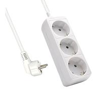 Ewent EW3958 Regleta con 3 Tomas, Blanco, 1.5 m